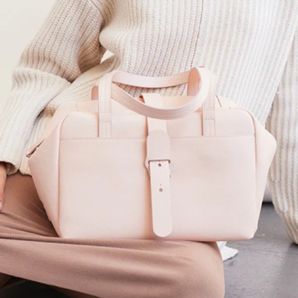 Senreve Pink Leather Top-Handle Satchel